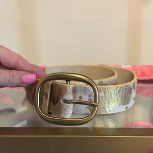 Gold and Cream Belt with Brass Buckle